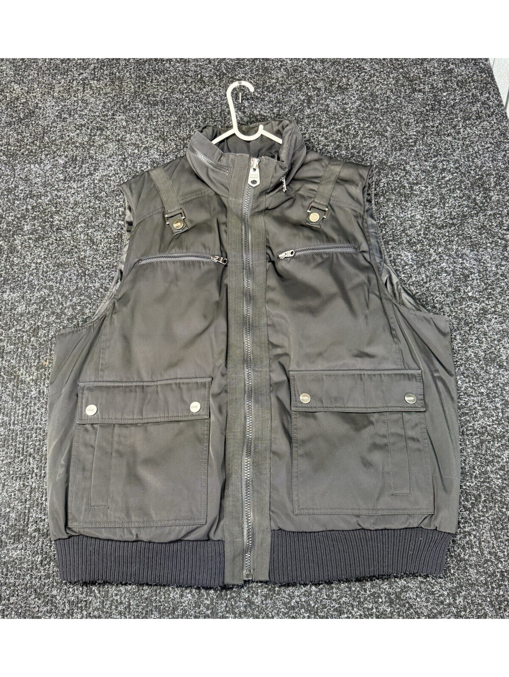 Coogi Men's Black Full Zip Vest Stand-Up Collar Pockets Size 3XL